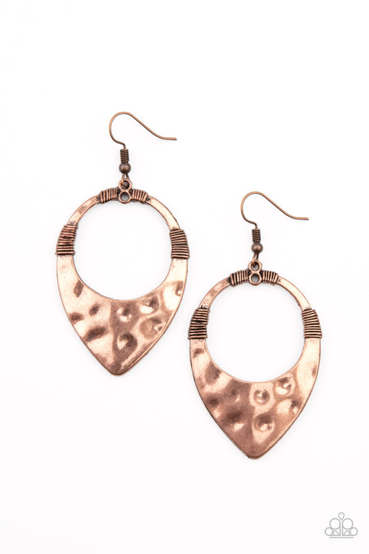 Paparazzi Earrings - Instinctively Industrial - Copper