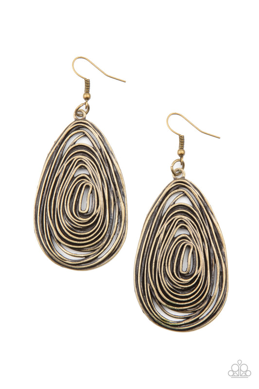 Paparazzi Earrings - Rural Ripples - Brass