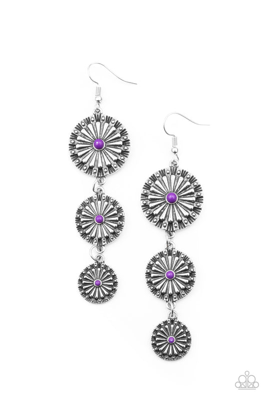 Paparazzi Earrings - Festively Floral - Purple