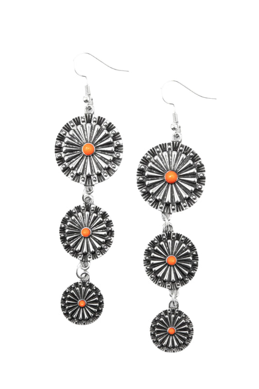 Paparazzi Earrings - Festively Floral - Orange