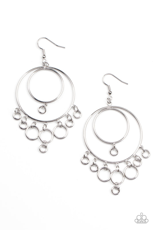 Paparazzi Earrings - Roundabout Radiance - Slver