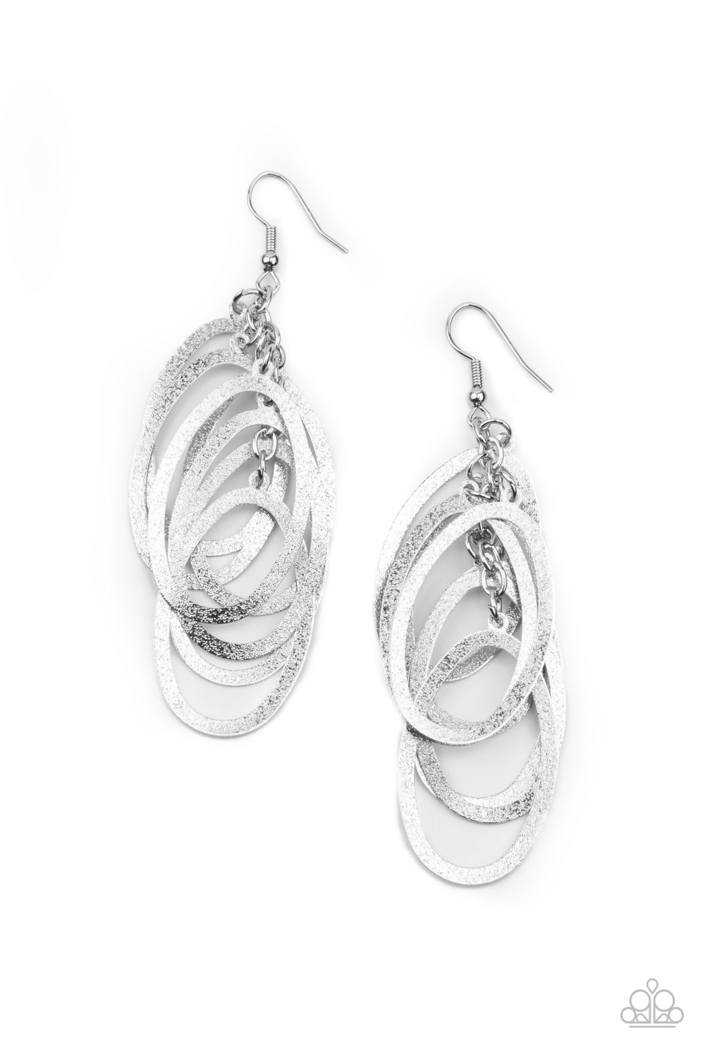 Paparazzi Earrings - Mind Oval Matter - Silver