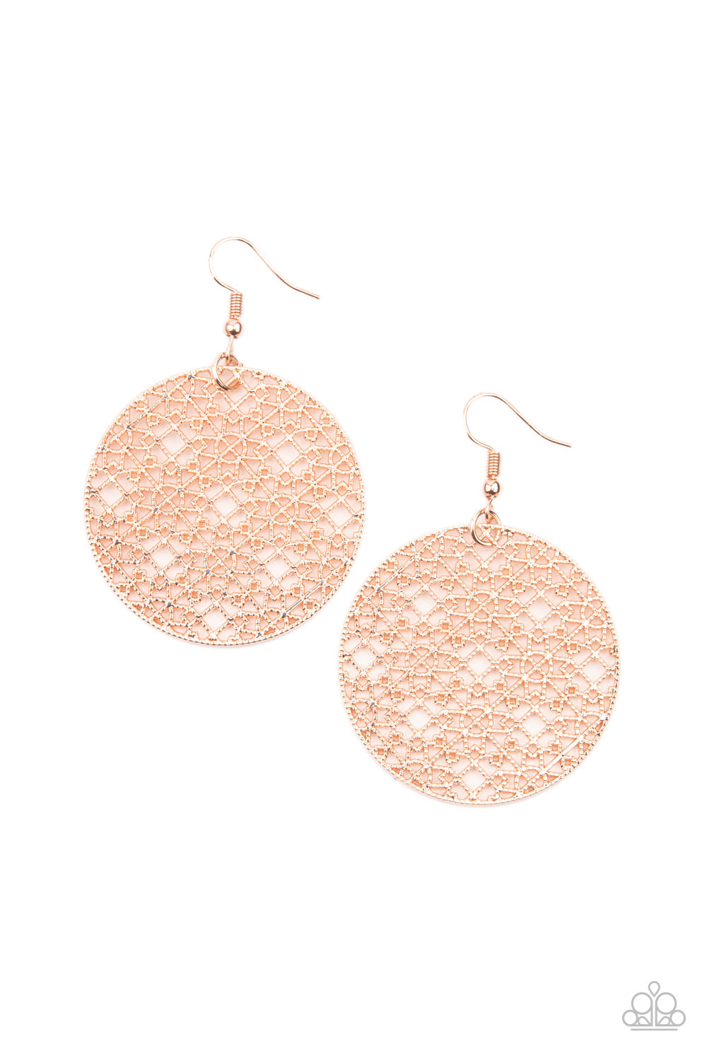 Paparazzi Earrings - Metallic Mosaic - Rose Gold