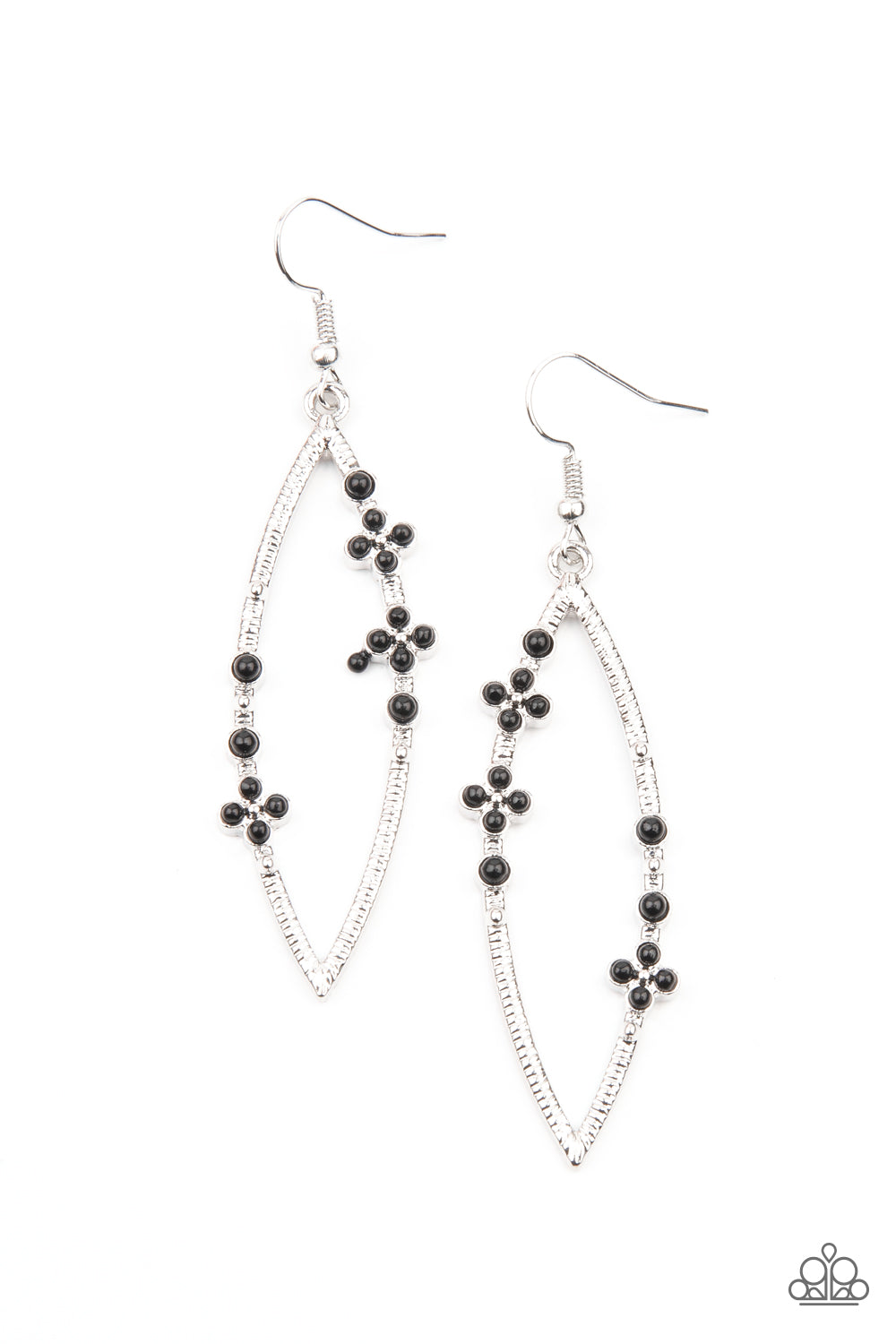 Paparazzi Earrings - Flowery Finesse - Black