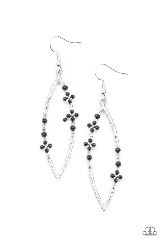 Paparazzi Earrings - Flowery Finesse - Black