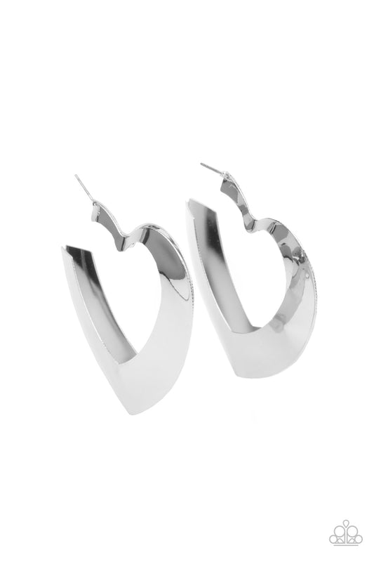 Paparazzi Earrings - Heart - Racing Radiance - Silver Hoop