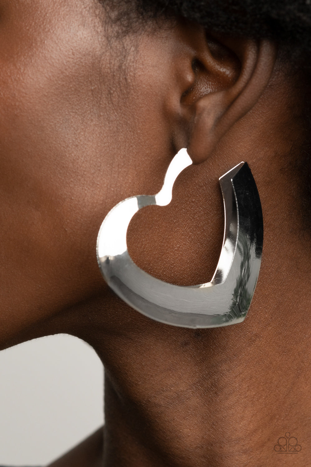 Paparazzi Earrings - Heart - Racing Radiance - Silver Hoop