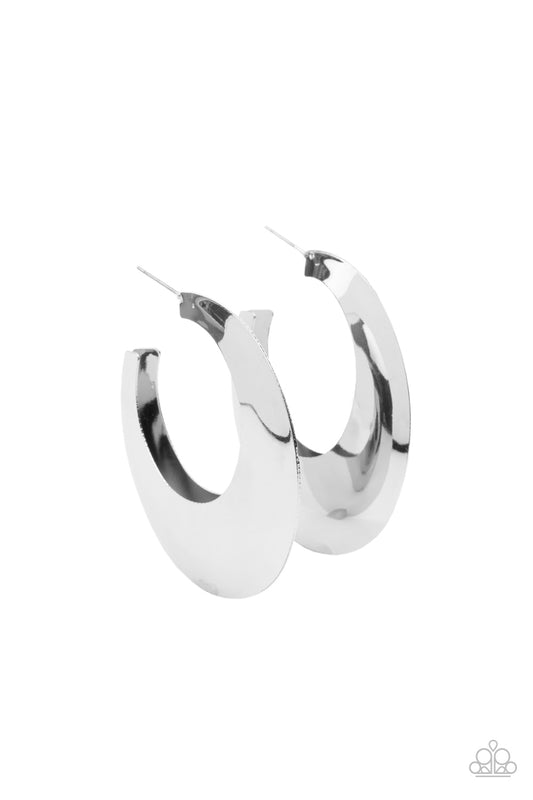 Paparazzi Earrings - Going Oval board - Silver Hoops