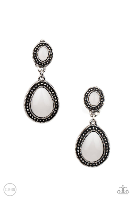 Paparazzi Earrings - Carefree Clairvoyance - White Clip- on