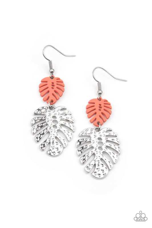 Paparazzi Earrings - Palm Tree Cabana - Orange