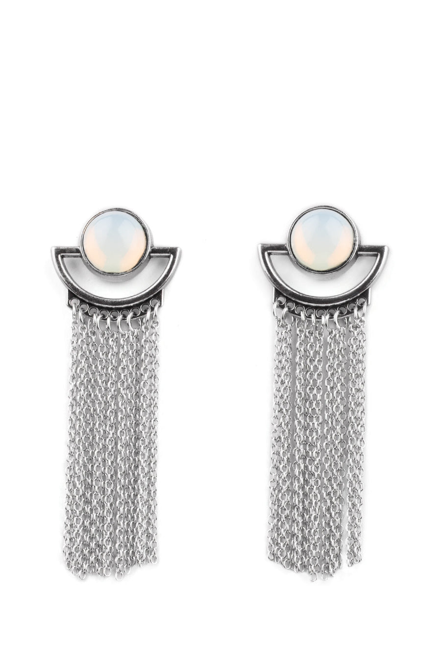 Paparazzi Earrings - Opal Oracle - White