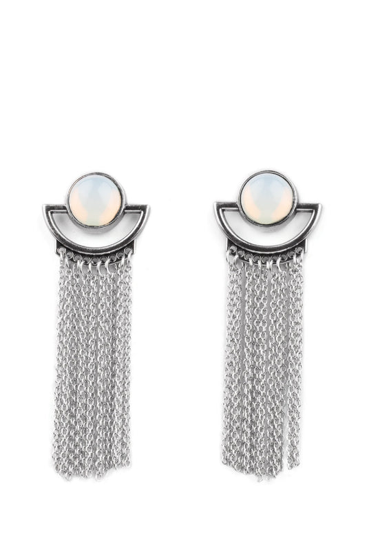 Paparazzi Earrings - Opal Oracle - White