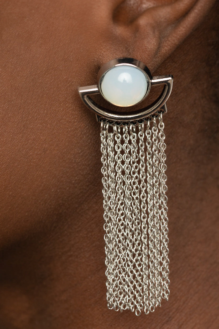 Paparazzi Earrings - Opal Oracle - White