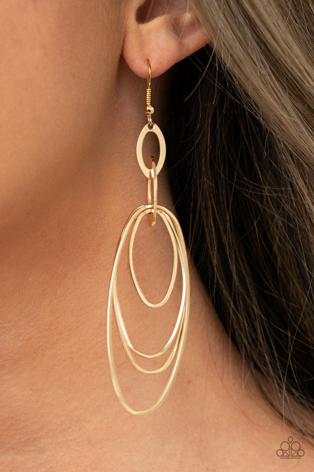 Paparazzi Earrings - Oval The Moon - Gold