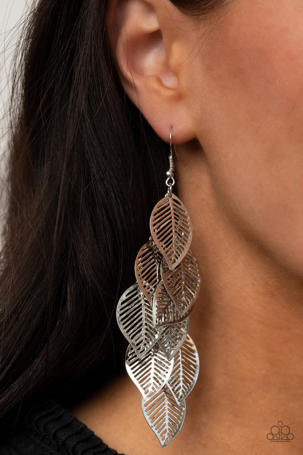 Paparazzi Earrings - Limitlessly Leafy - Silver