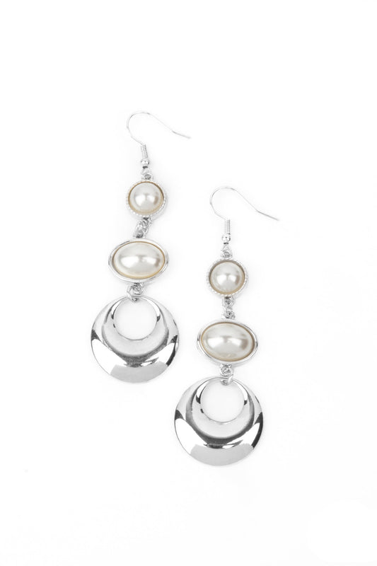 Paparazzi Earrings - Bubbling To The Surface - White