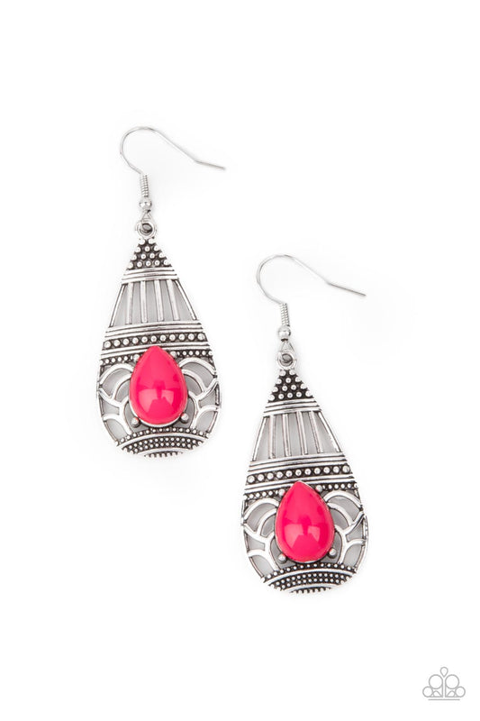 Paparazzi Earrings - Eastern Essence - Pink