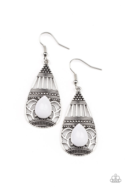 Paparazzi Earrings - Eastern Essence - White
