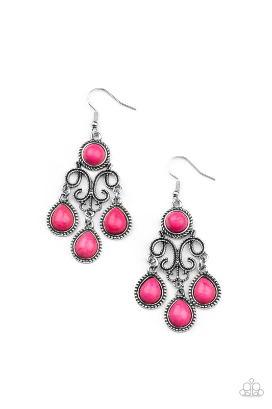 Paparazzi Earrings - Canyon Chandelier - Pink