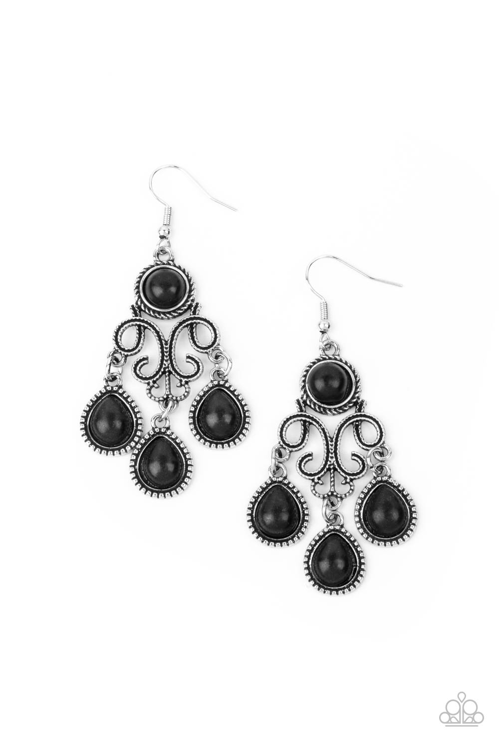 Paparazzi Earrings -Canyon Chandelier - Black