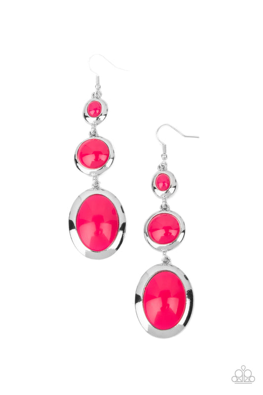 Paparazzi Earrings - Retro Reality - Pink
