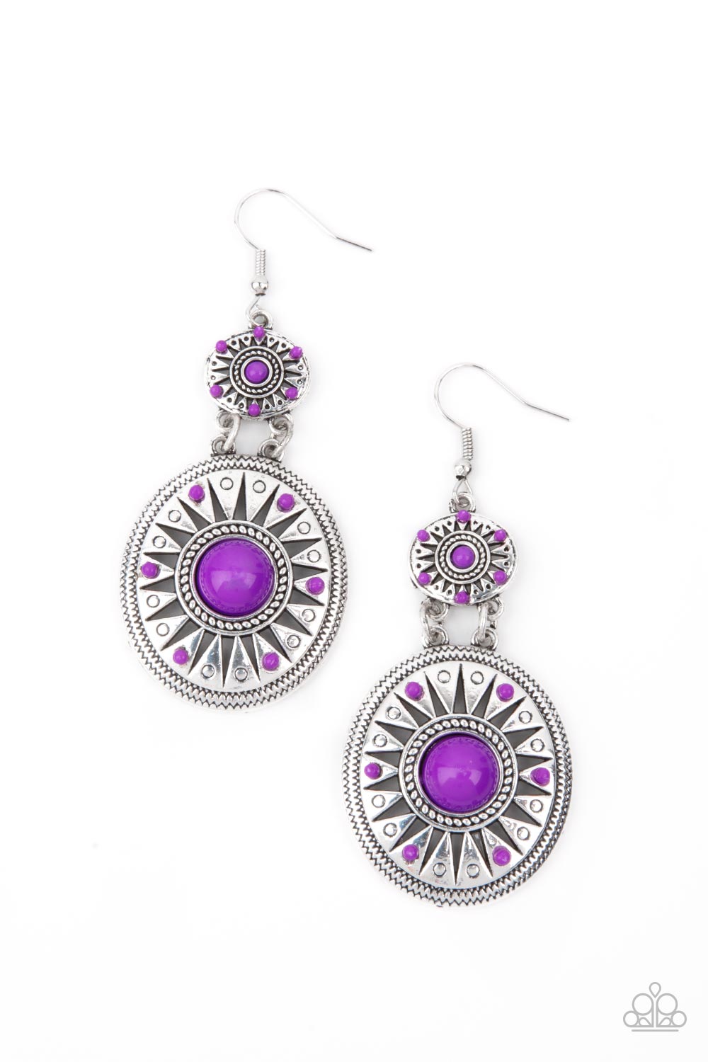 Paparazzi Earrings - Temple of the Sun - Purple