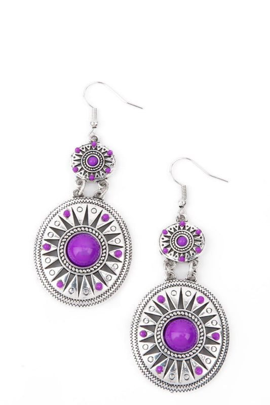 Paparazzi Earrings - Temple of the Sun - Purple