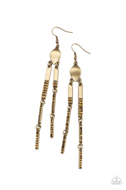 Paparazzi Earrings - Defined Dazzle - Brass