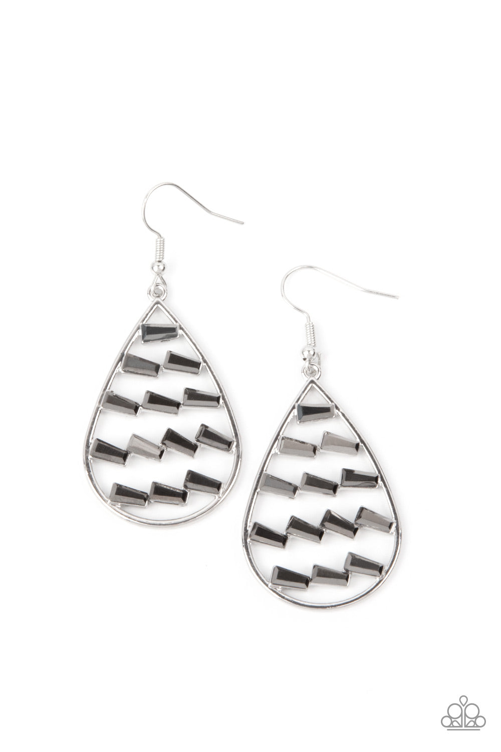 Paparazzi Earrings - Glitzy Grit - Silver