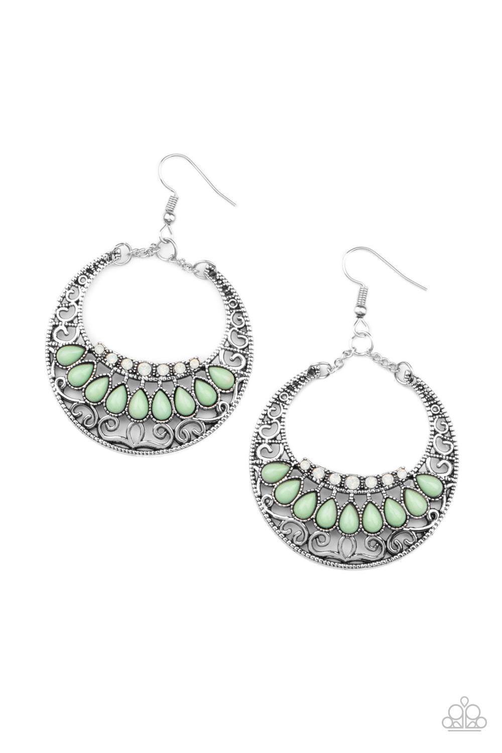 Paparazzi Earrings - Crescent Couture - Green