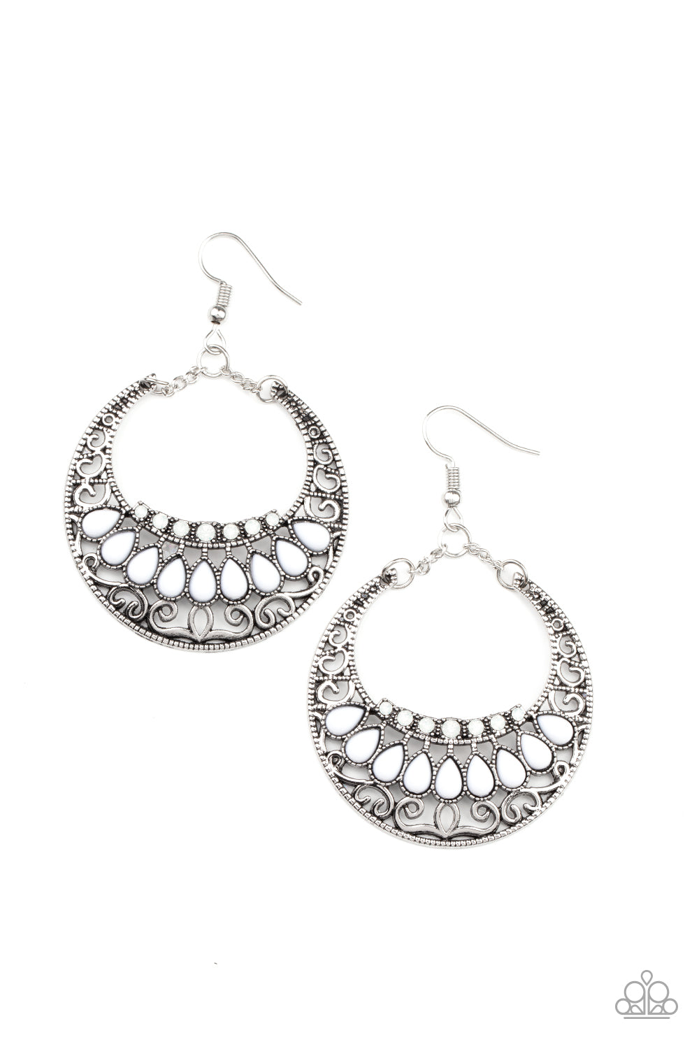 Paparazzi Earrings - Crescent Couture - White