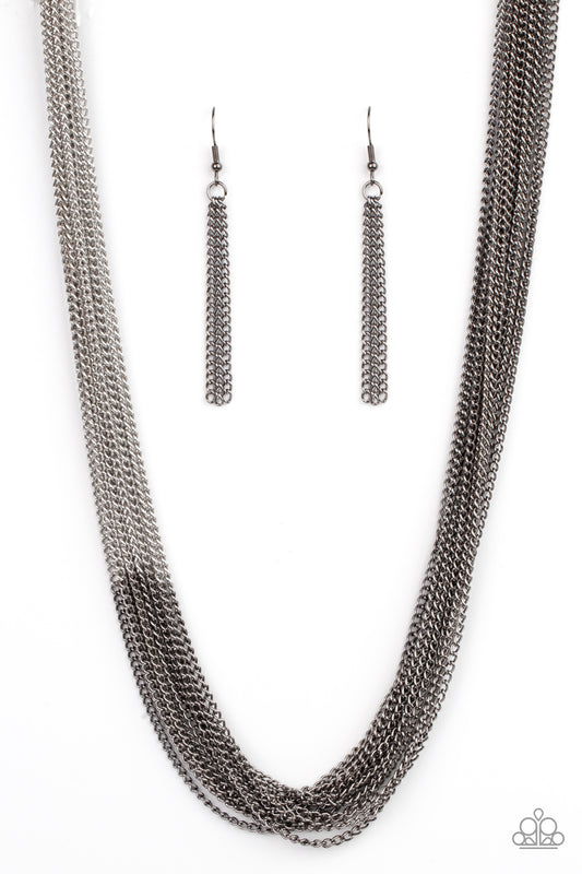 Paparazzi Necklaces - Metallic Merger - Black