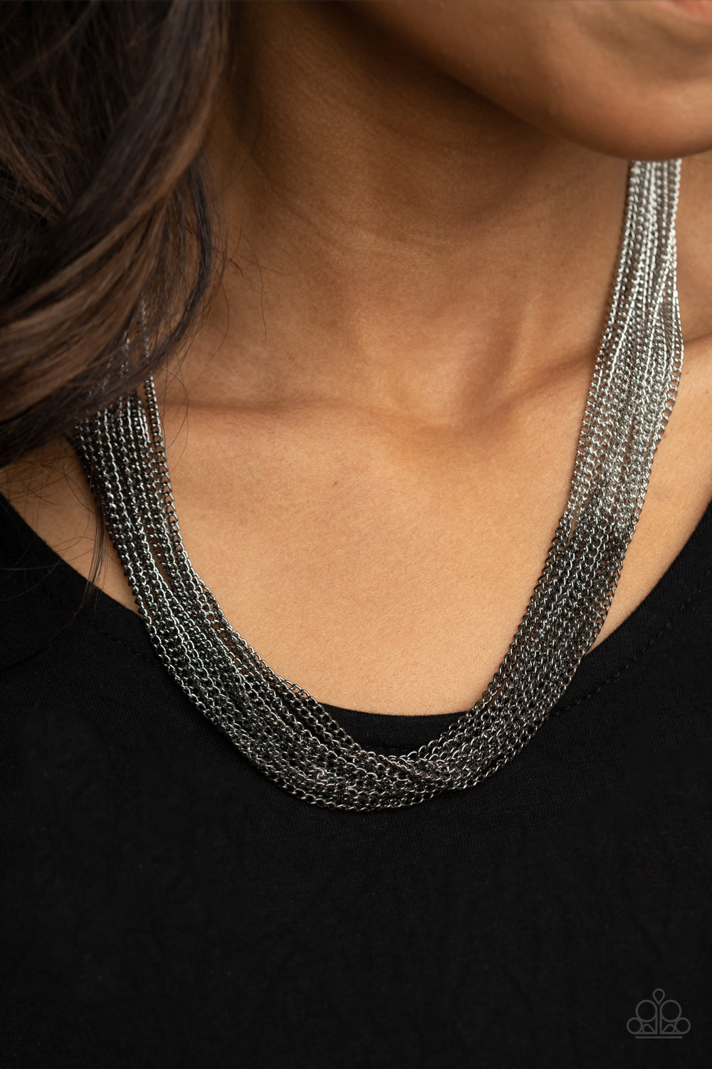 Paparazzi Necklaces - Metallic Merger - Black