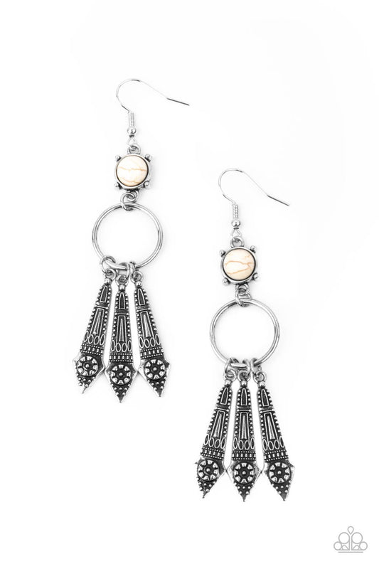 Paparazzi Earrings - Prana Paradise - White