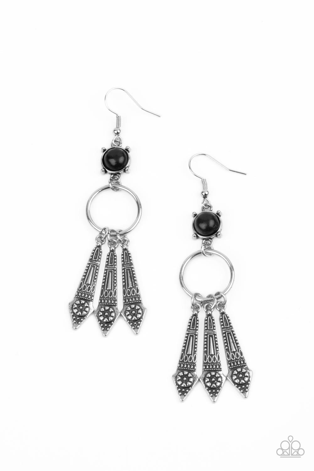 Paparazzi Earrings - Prana Paradise - Black