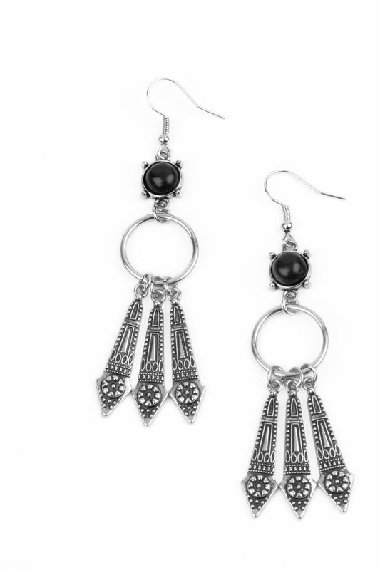 Paparazzi Earrings - Prana Paradise - Black