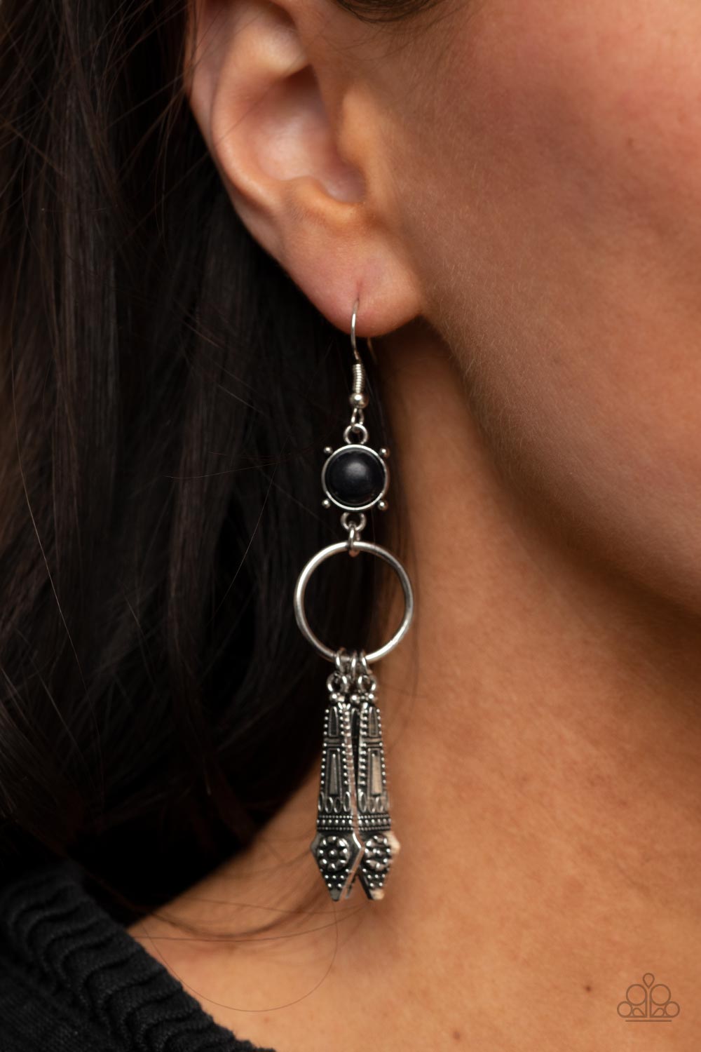 Paparazzi Earrings - Prana Paradise - Black