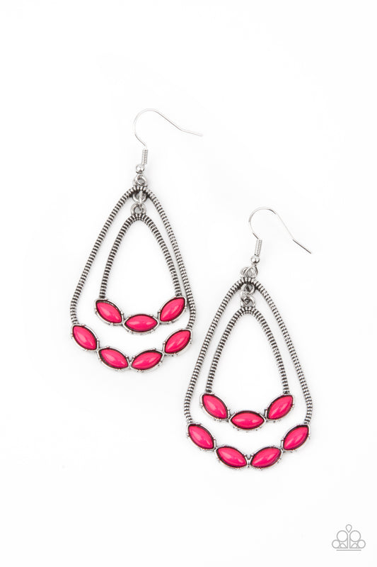 Paparazzi Earrings - Summer Staycation - Pink