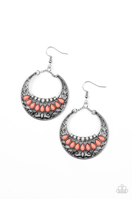 Paparazzi Earrings - Crescent Couture - Orange