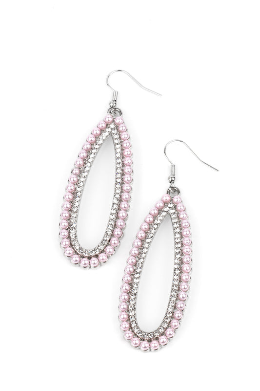 Paparazzi Earrings - Glamorously Glowing - Pink