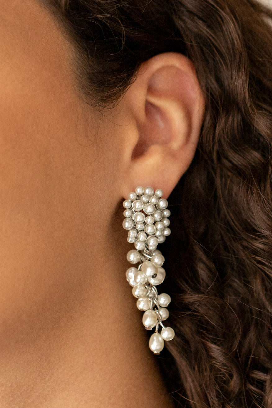 Paparazzi Earrings - Fabulously Flattering - White