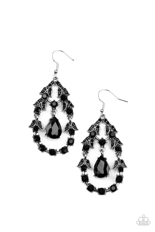 Paparazzi Earrings - Garden Decorum - Black