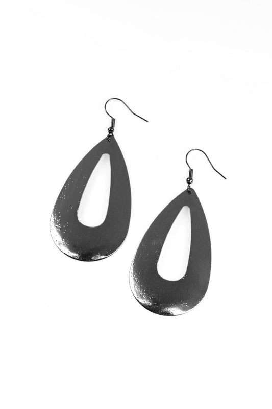 Paparazzi Earrings - Hand It Oval! - Black