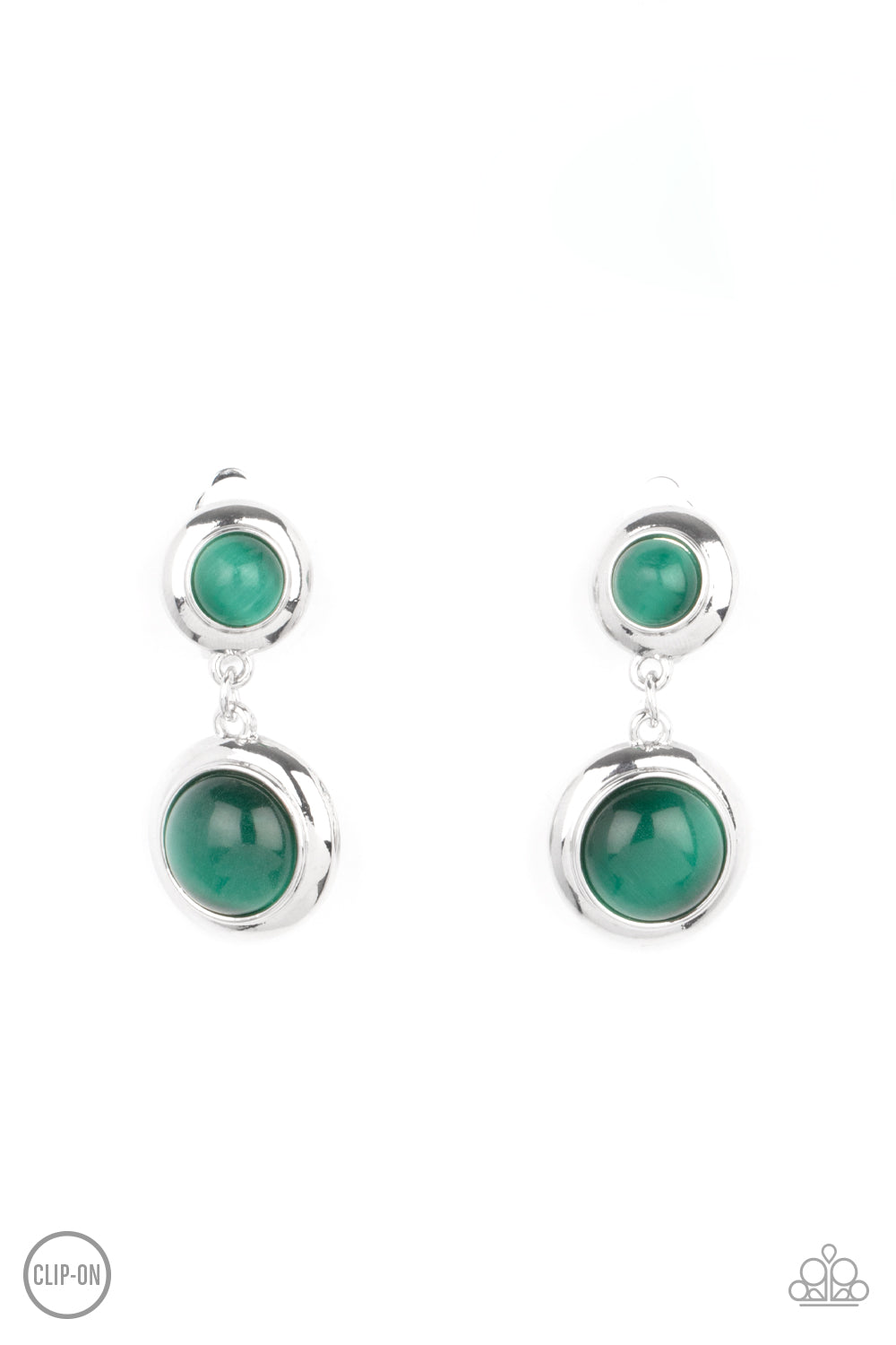 Paparazzi Earrings - Subtle Smolder - Green - Clip on