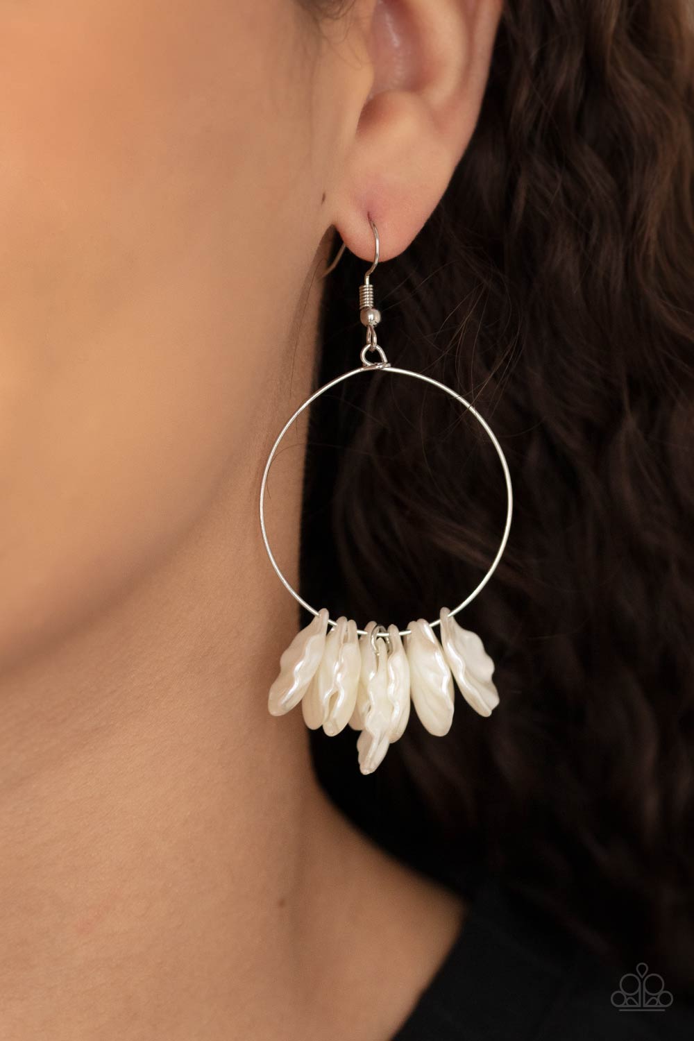 Paparazzi Earrings - Sailboats and Seashells - White