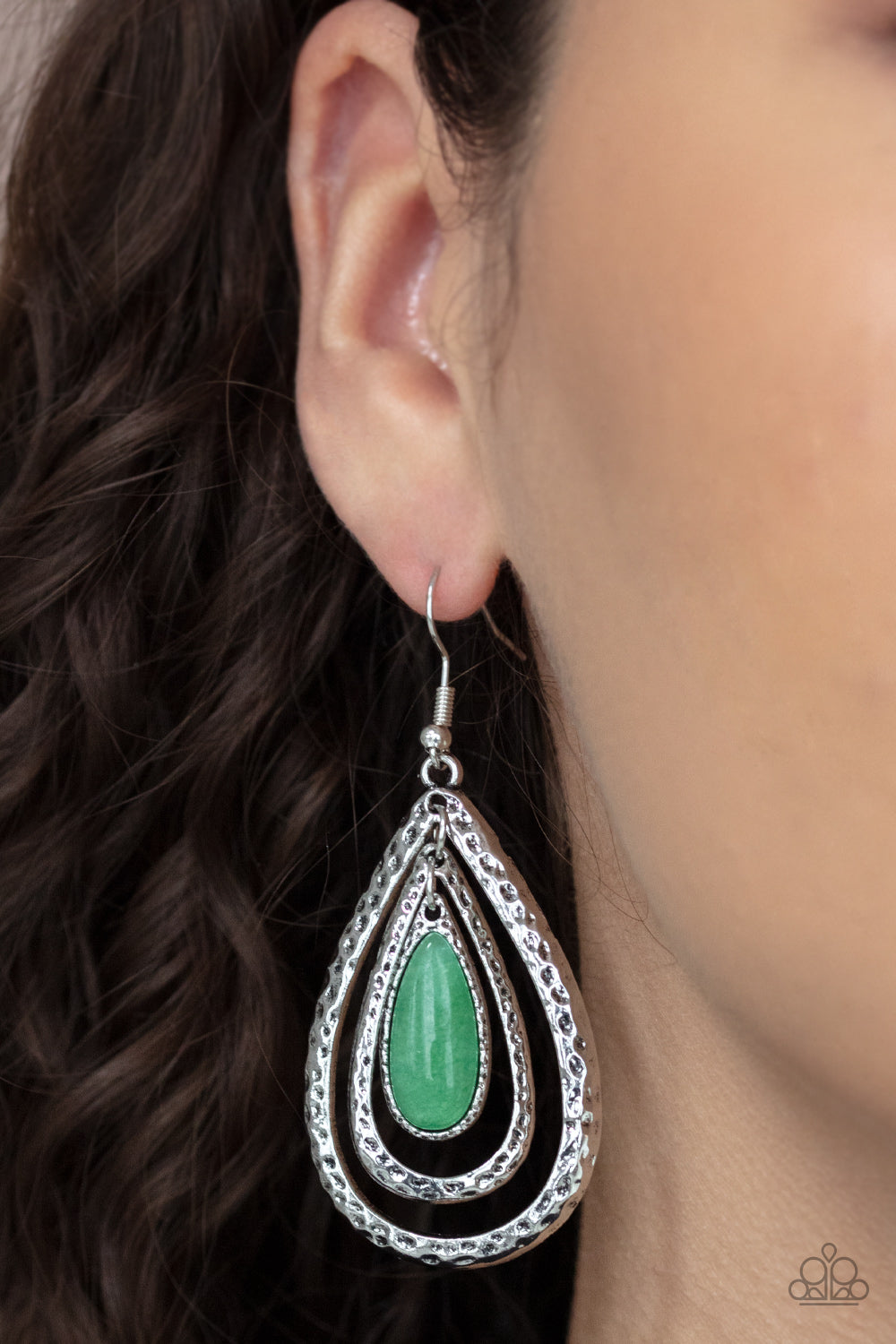 Paparazzi Earrings - Teardrop Torrent - Green