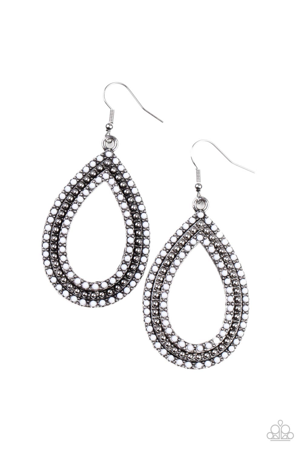 Paparazzi Earrings - Tear Tracks - White