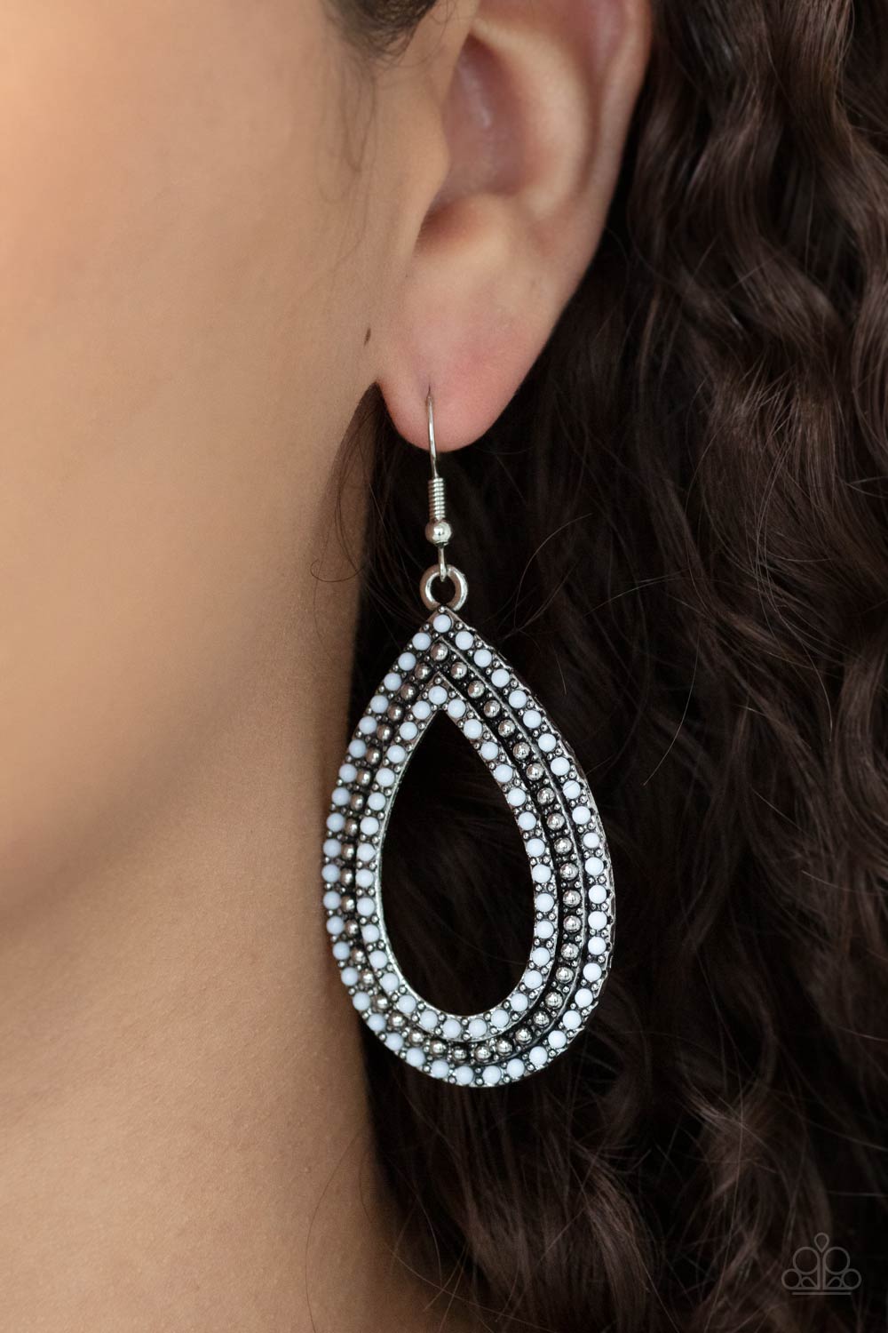 Paparazzi Earrings - Tear Tracks - White