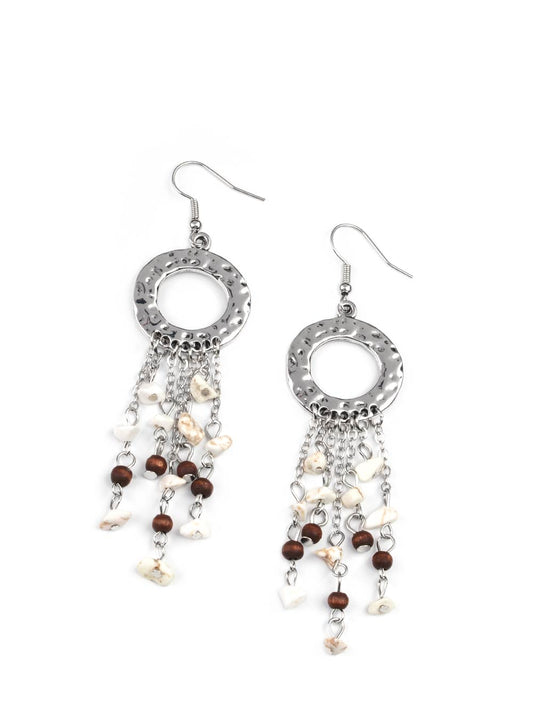 Paparazzi Earrings - Primal Prestige - White