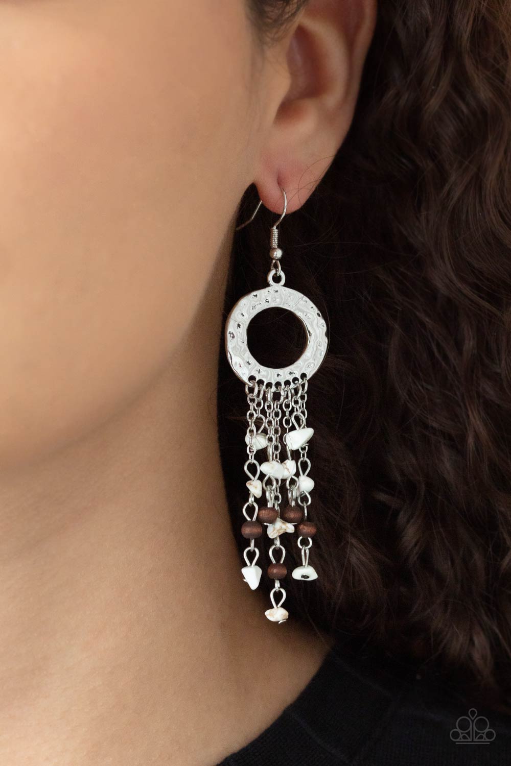 Paparazzi Earrings - Primal Prestige - White